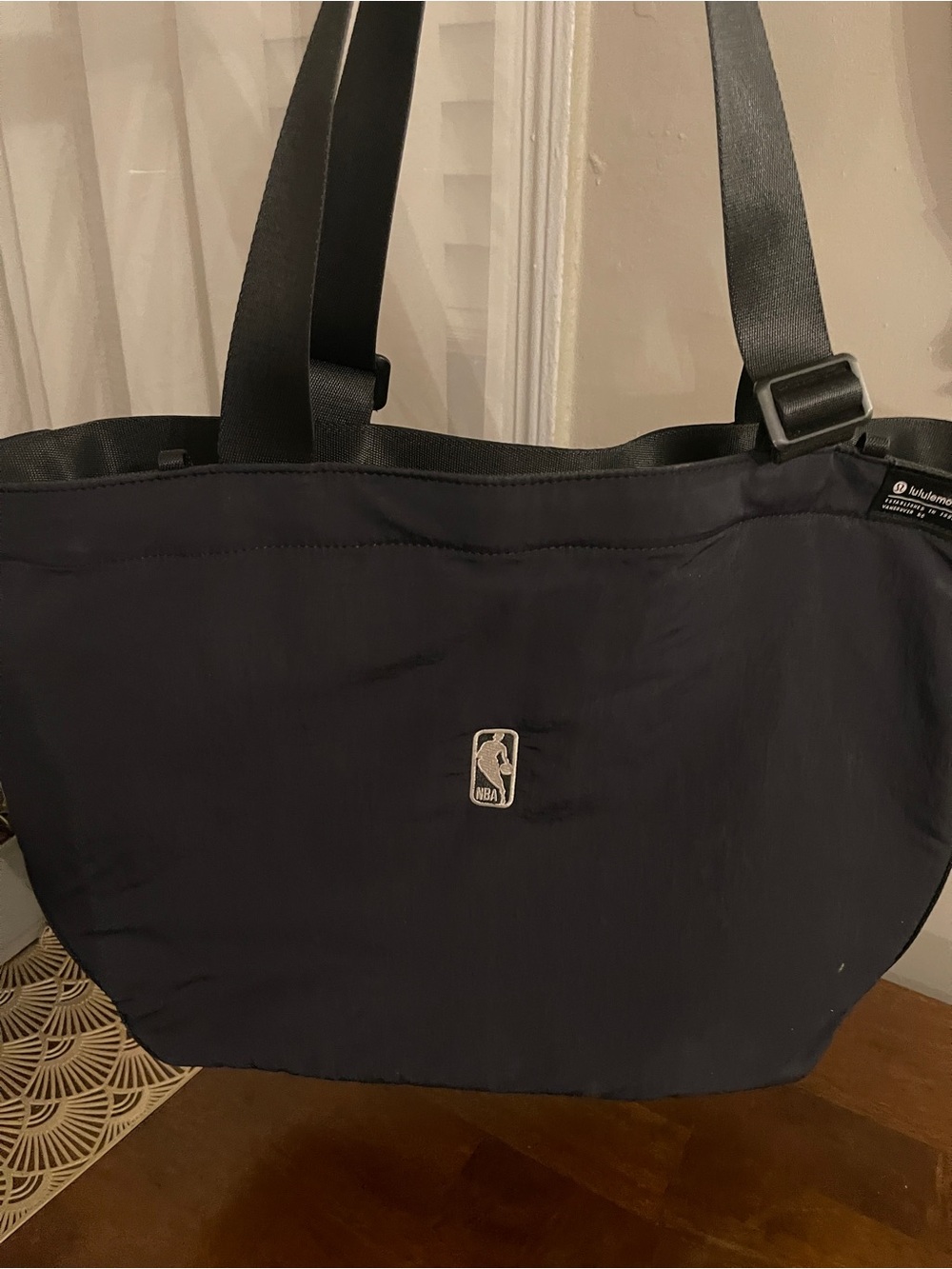 lululemon x NBA Black Tote  Bag Adjustable Strap Zip Top